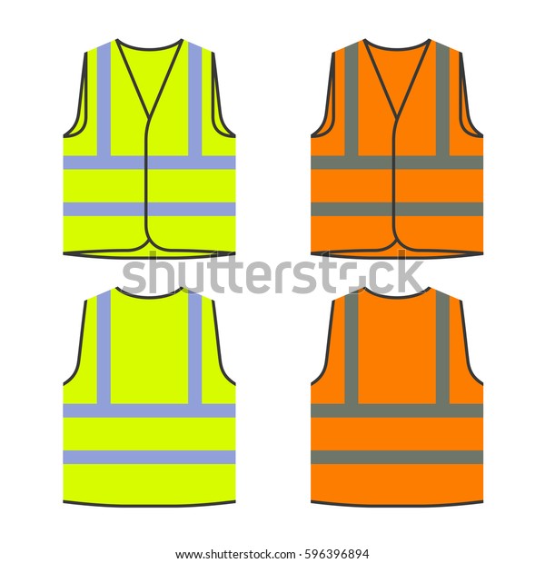 Reflective Safety Vest Yellow Orange Vector Stock Vector (Royalty Free ...