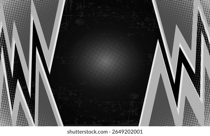 padrão reflexivo afiado e ziguezague com grunge, textura de meio-tom, fundo abstrato com espaço de texto e área de espaço de cópia para poster, flyer, evento de banner