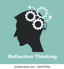 reflective thinking process with brain gears 