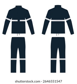Reflective top and bottom uniform set for night guards with long sleeve shirt and cargo pants in grey, blue. Long sleeve shirt and T shirt