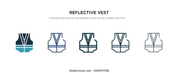 reflective vest icon in different style vector illustration. two colored and black reflective vest vector icons designed in filled, outline, line and stroke style can be used for web, mobile, ui