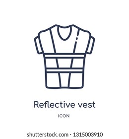 reflective vest icon from security outline collection. Thin line reflective vest icon isolated on white background.