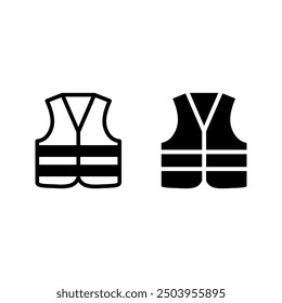 Reflective vest icon set. Safety vest icon color editable