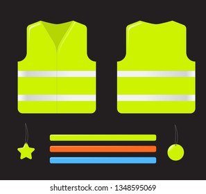 Reflective vest and other safety elements, vector illustration EPS 10