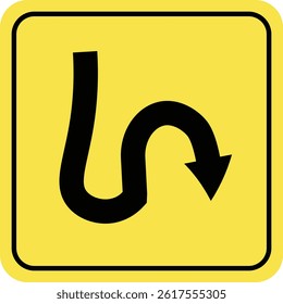 "Reflective Yellow Rectangle Sign with Directional Arrow for Optimal Road Guidance"