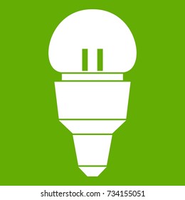 Reflector bulb icon white isolated on green background. Vector illustration