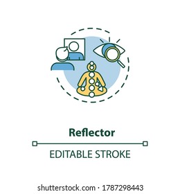 Reflector concept icon. Energy center in body chart graph. Mirroring environment. Human design type idea thin line illustration. Vector isolated outline RGB color drawing. Editable stroke