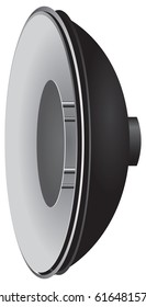Reflector dish with internal reflector for portrait photography.