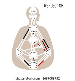 Reflector. Human Design BodyGraph. Nine colored energy centers