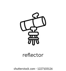reflector icon. Trendy modern flat linear vector reflector icon on white background from thin line Astronomy collection, outline vector illustration
