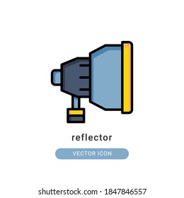 Reflektorsymbol, Vektorgrafik. Reflektorsymbol lineales Farbdesign.
