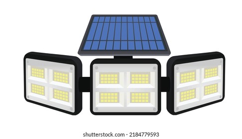 Reflector light with solar panel. vector illustration