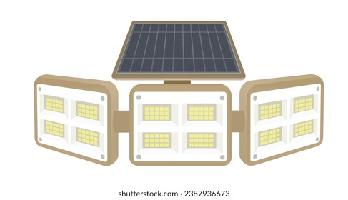 Reflector light with solar panel. vector illustration