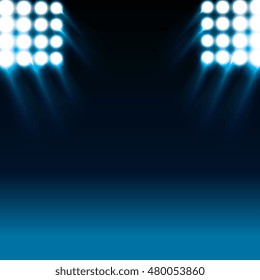 reflector lights and blue stage background
