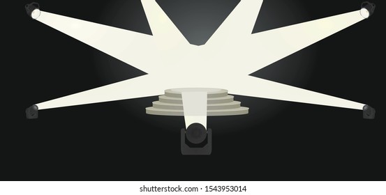 Reflector lights on podium. vector illustration