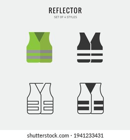 equipo de protección personal de la chaqueta de icono del vector del vector reflector