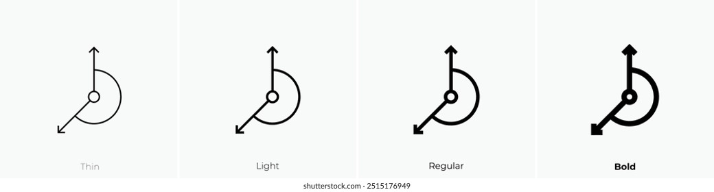 reflex angle icon. Thin, Light Regular And Bold style design isolated on white background