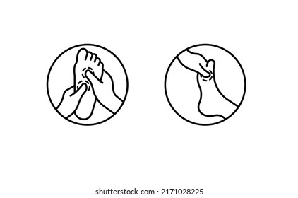 Reflex foot masajeador simple línea delgada icono vector ilustración
