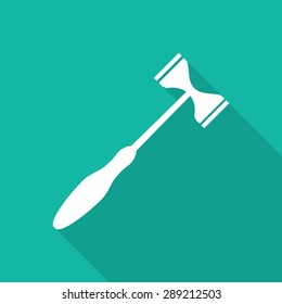 Reflex hammer flat icon with long shadow.