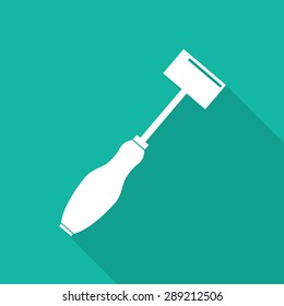 Reflex hammer flat icon with long shadow.