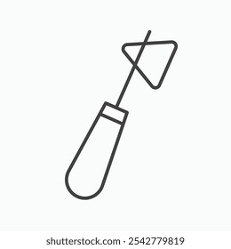 Reflex hammer icon in black and white outlined stroke