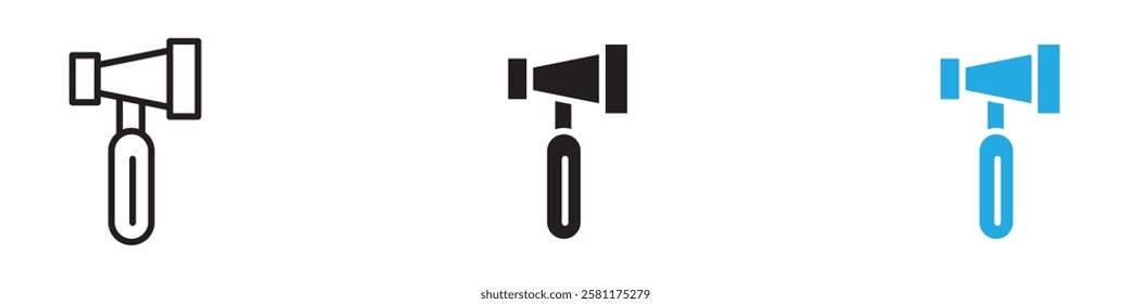 Reflex hammer icon black white vector outline