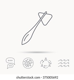 Reflex hammer icon. Doctor medical equipment sign. Nervous therapy tool symbol. Global connect network, ocean wave and chat dialog icons. Teamwork symbol.