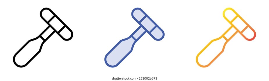 reflex hammer icon. Linear, Blue Fill and Gradient Style Design Isolated On White Background