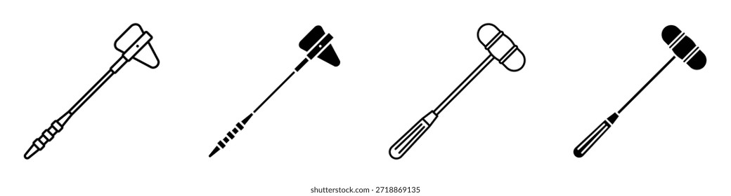 ícone de martelo reflexo no estilo linear e clipart pacote no fundo branco.
