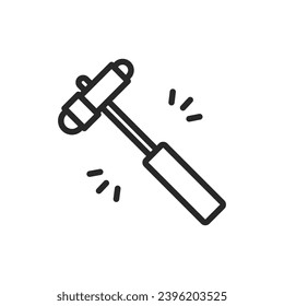 Reflex Hammer Icon. Thin Line Illustration for Medical Use, Depicting Neurological Examination Tool for Reflex Testing. Isolated Outline Vector Sign.