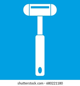Reflex hammer icon white isolated on blue background vector illustration