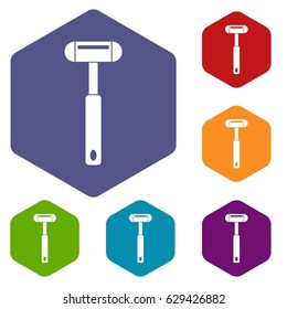 Reflex hammer icons set hexagon isolated vector illustration