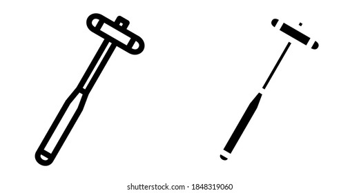 Reflex Hammer in Outline and Glyph Icon