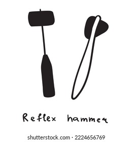 Martillo reflexivo. Icono de esquema. Color negro. Ilustración vectorial sobre fondo blanco.