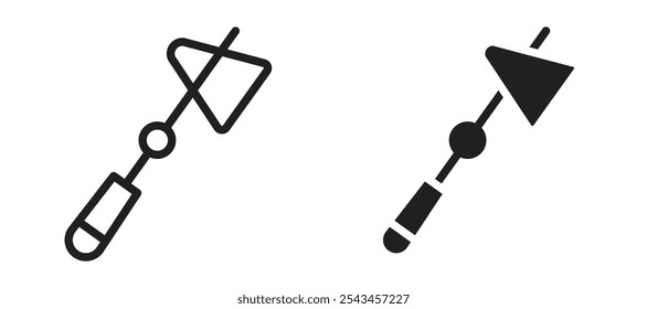 Reflex hammer vector icon set in black.