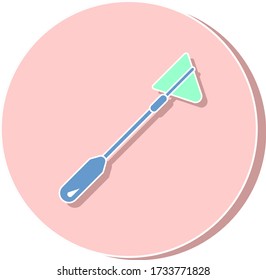 A reflex hammer vector on circle pink with brown shadow isolated on white background.