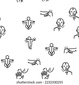 Reflex Of Human Neurology System Vector Seamless Pattern Thin Line Illustration