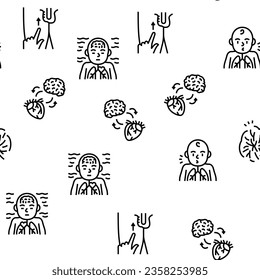 Reflex Of Human Neurology System Vector Seamless Pattern Thin Line Illustration