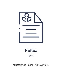 reflex icon from shapes outline collection. Thin line reflex icon isolated on white background.