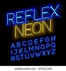 Reflex Neon Font Vector Illustration