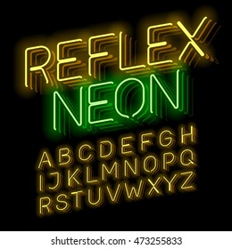 Ilustración vectorial de fuente Reflex Neon