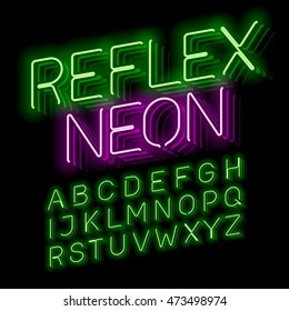 Reflex Neon font vector illustration