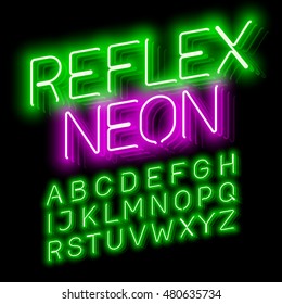 Reflex Neon font vector illustration