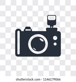 Reflex photo camera vector icon isolated on transparent background, Reflex photo camera logo concept