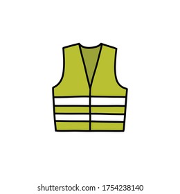 Reflex Vest Doodle Icon, Vector Illustration