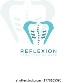 reflexion logo,  negative space body between hands vector