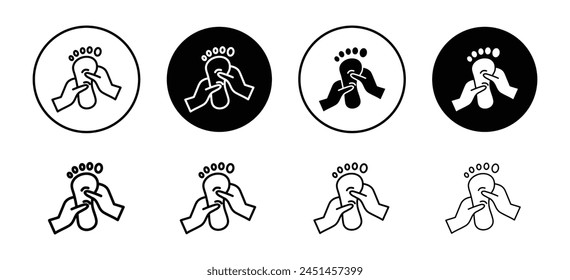 Reflexology foot massage by hand fingers icon. arthritis foot care or leg therapy symbol. toe spa reflex treatment vector