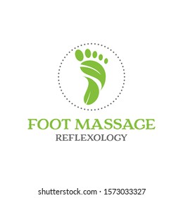 Reflexology logo design with foot and leaf vector best for foot massage or therapy health and medical template idea