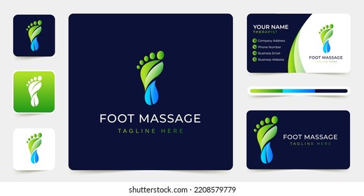 Reflexology logo design with foot and leaf vector