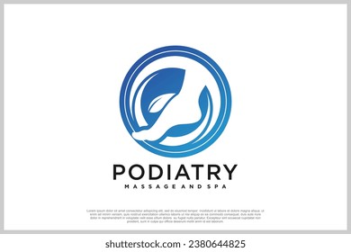 Reflexology logo design with podiatry and foot clinic unique concept Premium Vector